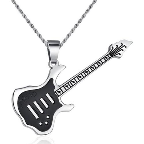 Fashion Jewelry accessories 316L stainless steel high level technology guitar necklace men female models couple gifts