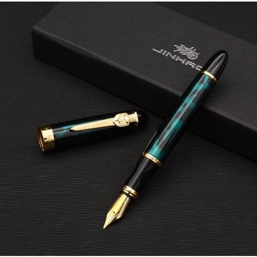 Marble Blue Gold Clip Metal Fountain Pen 0.5mm High Quality Ink Pens for Student Christmas Gift Office Product School Supplies