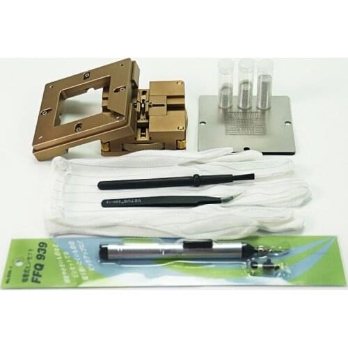 80 90mm BGA Reballing Kit 90mm PS4 BGA Stencils Holder Jig 25K Solder Ball 0.45 0.5 0.6mm Anti-static Tweezers Brush Gloves