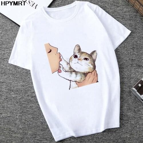 New Summer t shirt funny kawaii cat Don't kiss me women tshirt korean style female Graphic Casual Short sleeve t-shirt clothing