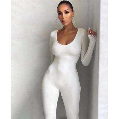 2021 New Style Womens Slim Long Sleeve Hip-lifting Jumpsuit Female Sport Wear Casual One-piece Fitness Skinny Romper