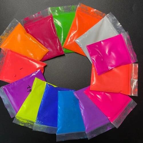 14 Colors Fluorescent Neon Pigment Powder For UV Nail Art Epoxy Resin DIY Jewelry Making Resin Coloring Tumbler Paints Crafts