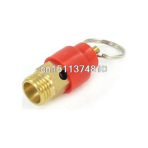 Red Gold Tone 1/4"PT Male Thread Safety Air Pressure Relief Valve