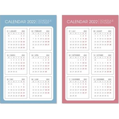 Transparent Washi Paper 2021 2022 Year Calendar Stickers Monthly Planner Stickers Agenda Schedule Date Label Stationery Stickers