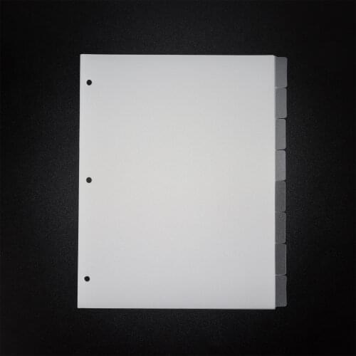 Sharkbang 3 Holes 8 Pages 228mmx279mm PVC Transparent Notebook Spiral Binder Index Separator Page Dividers Diary Book Sticker
