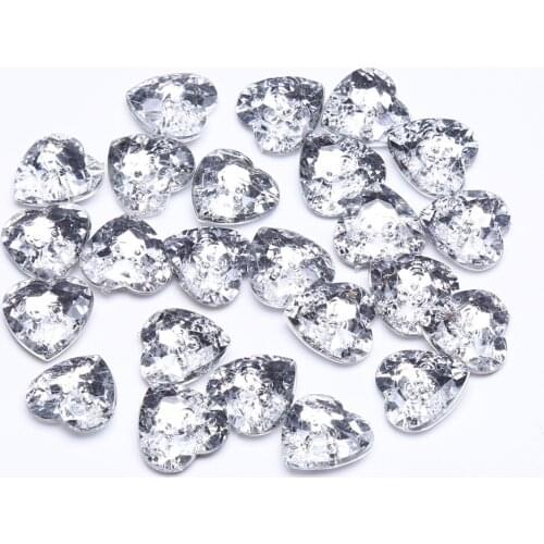 200pcs 15mm Acrylic Shiny Heart Buttons Clear Sewing Baby Shower Crafts For Scrapbooking Garment Accessories