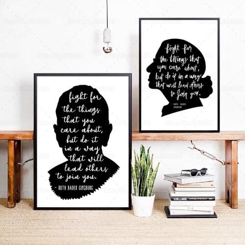 Ruth Bader Ginsburg Print Poster RBG Quote Fight for The Things Canvas Painting Home Decoration for Living Room