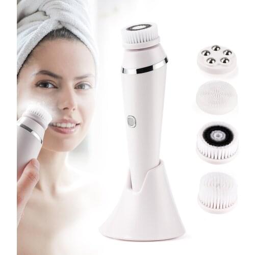 Silicone Facial Cleansing Brush USB Rechargeable Face Deep Clean Blackhead Remover Electric Waterproof Facial Roller Massager