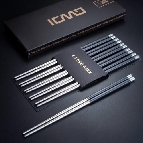 Brand New Black & Silver 500 Pairs Japanese Chopsticks Set 304 Stainless Steel Reusable Travel Chopsticks Gift can be reused