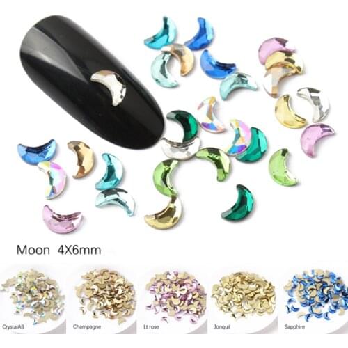 4X6mm Moon Nail Art Rhinestone Flatback Crystal Stones 30/100pcs DIY Decorations Manicure Diamond For Nail Rhinestone