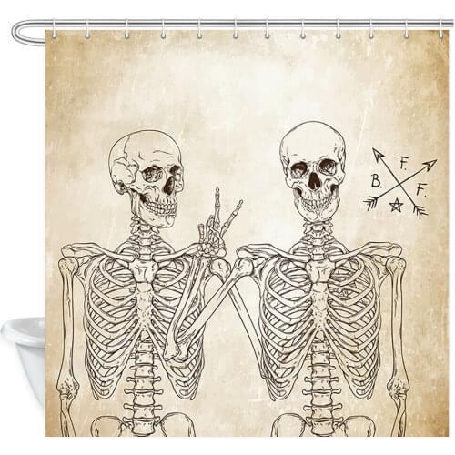 Retro Skulls Shower Curtain Day of Death Bathroom Decor Set Bath Curtains