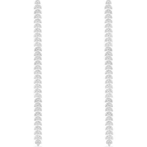 SLJELY High Quality Luxury 925 Sterling Silver Paved Cubic Zirconia Stones Long Palm Leaf Drop Earrings Women Fashion Jewelry