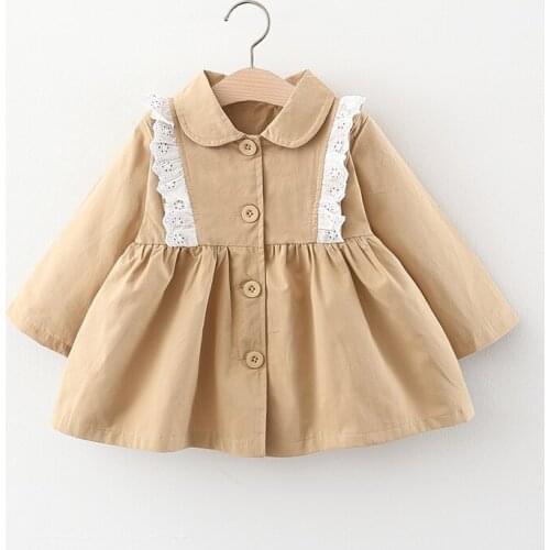 Ma&Baby 1-5Y Autumn Children Kid Girls Trench Lace Ruffles Long Sleeve Outerwear Coats Spring Child Girl Clothing DD43