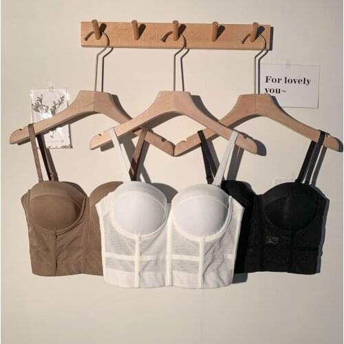 New mesh tube top strapless inner strap vest women push up bra small chest bottoming short outer jacket sling wrapped brallete