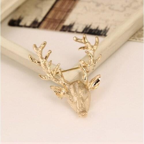 1 pc Unisex Animal Brooch Pin Cute Deer Antlers Head Collar Pins Brooches For Women Men Girls Clothes Decorations
