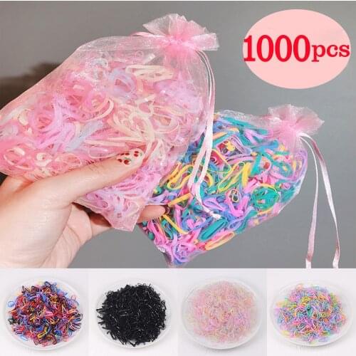 1000pcs/pack Candy Color Disposable Rubber Bands For Girl Gum Ponytail Holder Elastic Hair Band Girls Kids Hair Accessories
