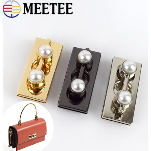 2/5pcs 49x22mm Rectangular Pearl Bag Locks Metal Handbag Lock Snaps Clasp DIY Replacement Purse Closure Leather Accessories