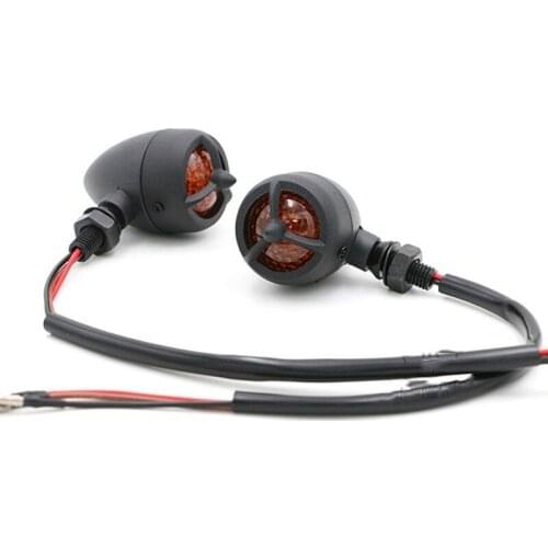 2pcs Motorcycle Turn Signal Light Indicator Motorbike 12V Amber LED Lights Blinker Light Motorbike Indicator Light Amber Black