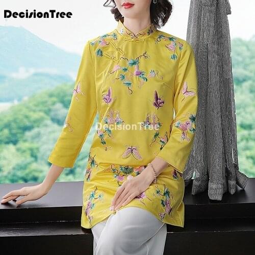 2021 chinese traditional qipao jacket coat woman cheongsam style coat traditional chinese clothing for women floral casual coat