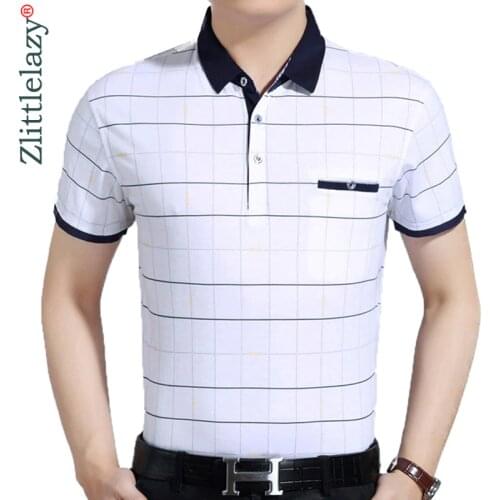 2020 Casual Short Sleeve Business Mens Shirts Male Plaid Fashion Brand Polo Shirt Designer Men Tenis Polos Camisa Social 7058