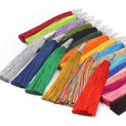 15Pcs Metal Cap Tassel Ice Silk Polyester Jewelry Clothing Hat Decorative Earrings Jewelry Accessories DIY Crafts Small Tassel