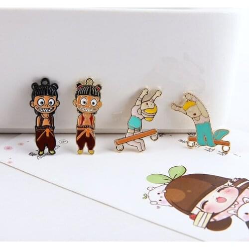 6pcs Drop Earrings for Girls Diy Jewelry Accessories Design Hot-sales Fun Cartoonpendant Which High Jump Athlete Alloy New Women