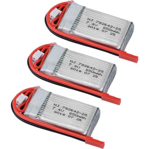 3pcs RC Lipo Battery 7.4V 850mAh 20C 2S Lipo Battery JST / SM / XT30 / T Plug for RC Drone Quadcopter Helicopter Spare Part