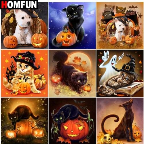 HOMFUN Diy 5d Diamond Painting "Pumpkin festival landscape" Cross Stitch Square Round Diamond Embroidery Handwork Rhinestone Art