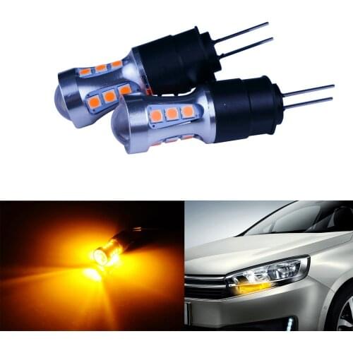 ANGRONG 2X HP24W HPY24W G4 18 SMD LED Bulb Amber Side Daytime Light Lamp For Peugeot Citron C5