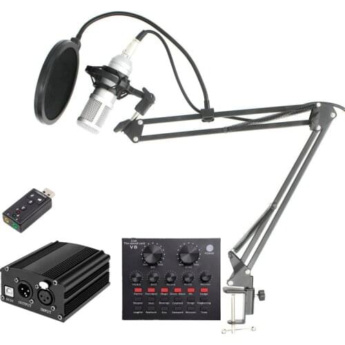 BM800 Condenser Microphone Kit Studio Microphone Vocal Recording KTV Karaoke Microphone Mic W/Stand For Computer Radio Singing