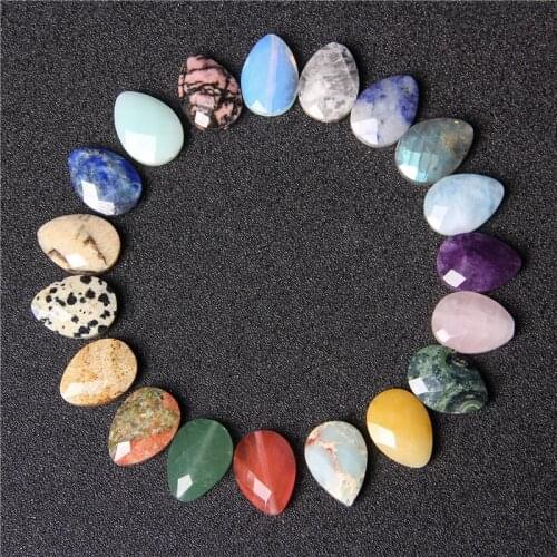 5pcs/lot Natural Faceted Quartz Oval Shape Beads Labradorite Agat Amazonite Stone Water Drop Loose Beads For Jewelry Making DIY