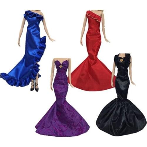 One Piece Mermaid Tail Doll Dress For Doll Clothes Evening Dresses Party Gown 1/6 Doll Accessories
