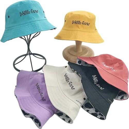 Baby Hat Cute Cotton Double Sided Milk Cow Bucket Hats Multicolor Baby Girls Boys Beach Sun Cap for Children Accessories 2-6Y