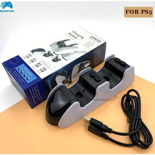 For PS5 Controller Charger Dual USB Fast Charging Dock Station Stand with USB C Dongles for PlayStation 5 Gamepad Accessories