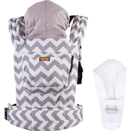 Ergonomic Kangaroo Baby Carrier Newborn Bracket Included Gray Zigzag Pattern