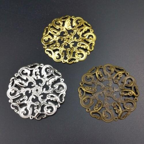 20pcs 45mm Filigree Metal round Slice Charms Setting Jewelry DIY Components Crafts decorations Packing box cosplay Accessories