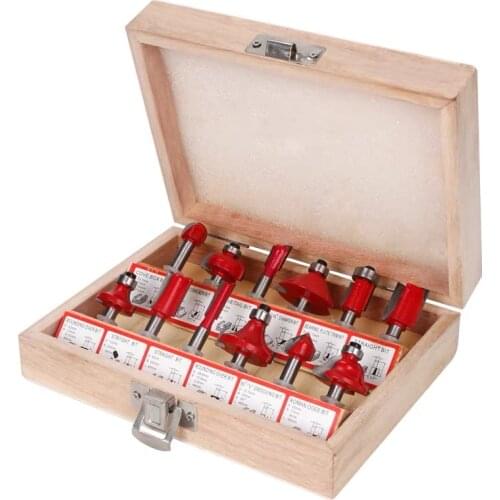 15/12pcs/set Woodworking DIY Trimming Milling Cutters Straight Shank Carbide Router Bit For Wood Cutter Engraving Cutting Tools