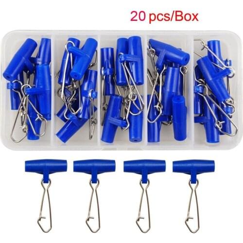 Hyaena 20pcs/set Size 4.5X2.7cm Blue Plastic Head Swivel With Hooked Snap Fishing Sinker Slide Swivels Braid Fishing Line Slider