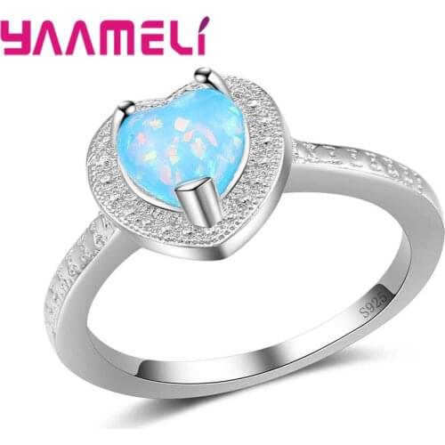 Wholesale & Retail Simple style Blue Fire Opal 925 sterling Silver Finger Rings Fashion Opal Jewelry For Mothers Gift