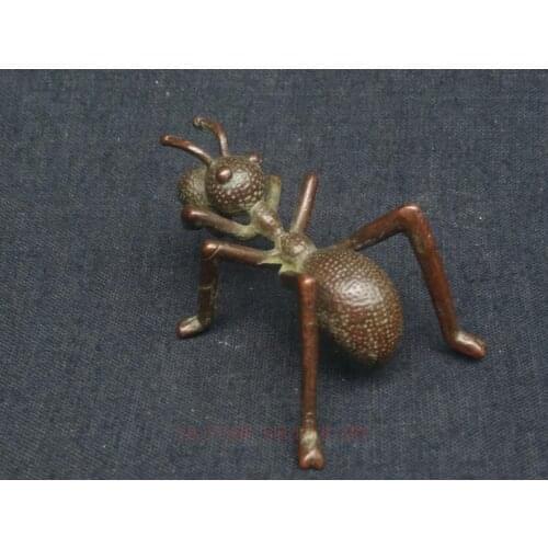 YIZHU CULTUER ART Collection Old China Bronze Carving Lovely Ant Statue Pendant or Incense Pedestal Family Decoration Gift