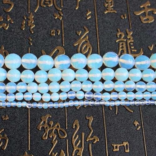 Natural Faceted white opal Round Beads 15inch ,Wholesale For DIY Jewellery Free Shipping
