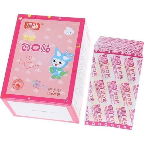 100PCs Waterproof Hemostasis Adhesive Bandages First Aid Emergency Kit For Kids Children Breathable Cute Cartoon Band Aid