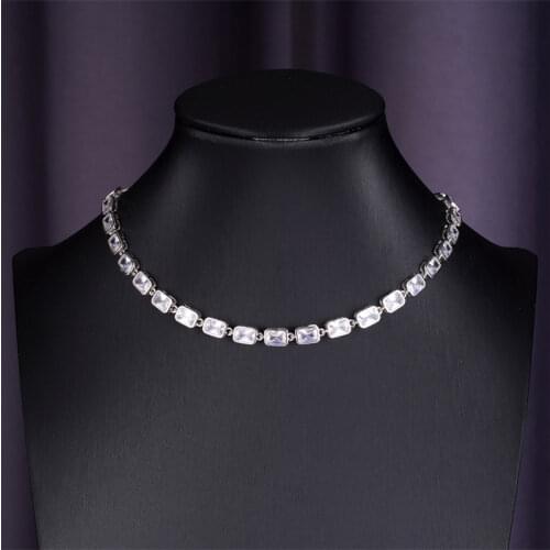 Hot Selling Luxury Full Ziron Short Chain Necklace For Women Fashion Hip Hop Crystal Choker Necklaces Gifts For Women Zk30