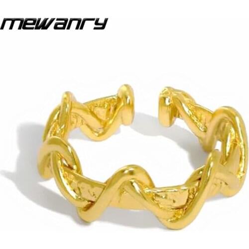 Mewanry 925 Sterling Silver Rings Summer New Trend Elegant Vintage Simple Weave Twist Party Jewelry Gifts Couples Accessories