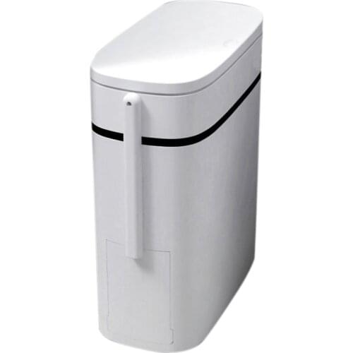 14L 2 in 1 Multi-Function Plastics Trash Cans Bathroom Dedicated with Toilet Brush,White