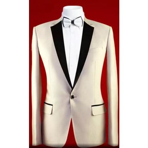 Champagne One Button Men Formal Business Suit Jacket Men Wedding Prom Party Blazer Custom Made Gentlemen Suit Jacket Masculino