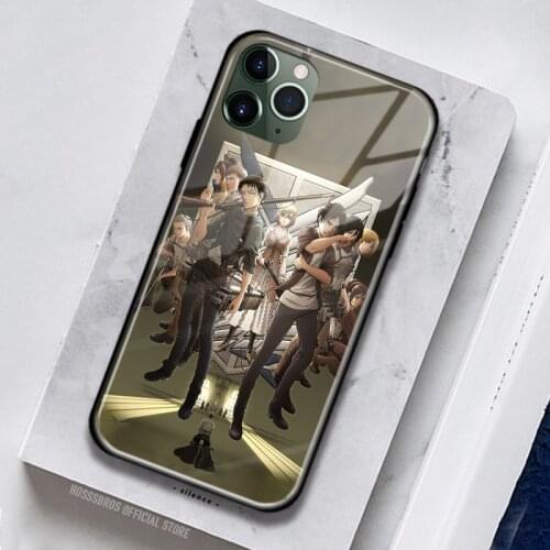 Shingeki no Kyojin Anime TPU Soft Silicone Glass for IPhone SE 6 6s 7 8 Plus X XR XS 11 12 Mini Pro Max Phone Case Cover Shell