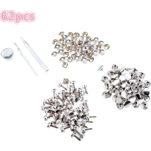 62pcs Stainless Steel Canvas Screw Snap Fasteners Press Stud Canvas Screw Snap Kit Boat Cover For Leather Jackets Handbags