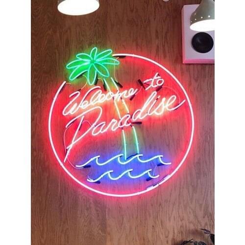 Neon Sign welcome to paradise neon bulbs sign Lamp Handcrafted tree resterant light beer Coors Light Neon Sign Tube Neon Shop