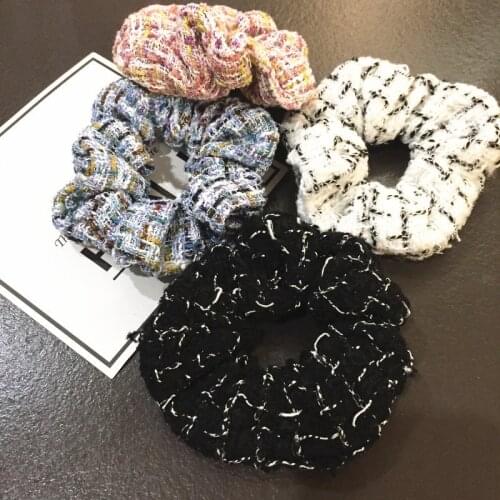 New France Woolen Knitting Wool Striped Scrunchies Headbands Simple Basic Elastic Hair Bands Ponytail Holder Head Wrap Hairband